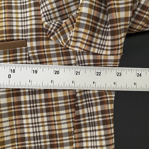 Vintage 70s Montgomery Ward Sport Coat 44L 46L Plaid Check Collegiate Mod Disco - Picture 12 of 16